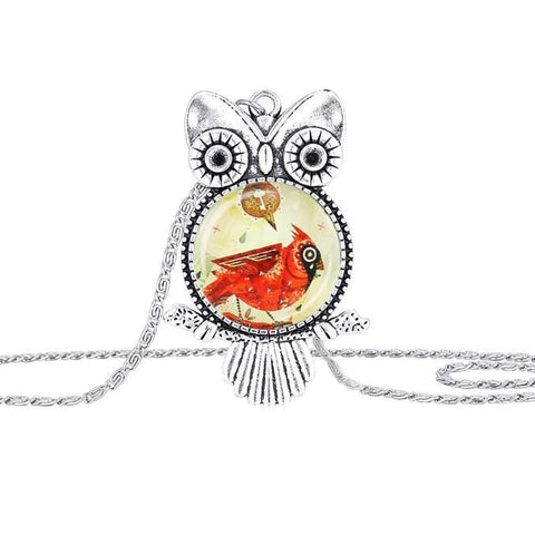 The Owl & The Cardinal Necklace - Done by Lemon owl necklace