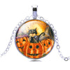 LIEBE ENGEL Vintage Silver Color Jewelry Halloween Pumpkin Necklace&Pendants Cat Picture Glass Bronze Collares For Women Gift - Done by Lemon 