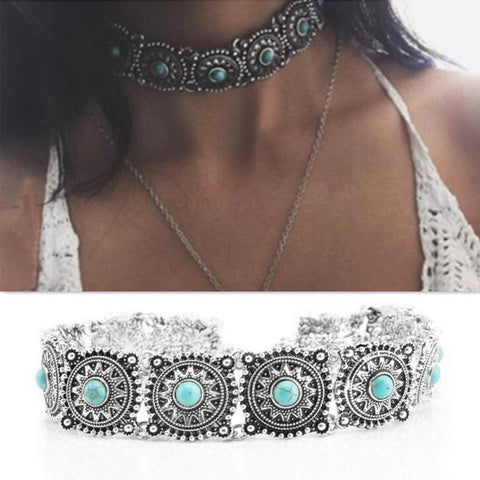 Turquoise & Silver Choker - Done by Lemon 