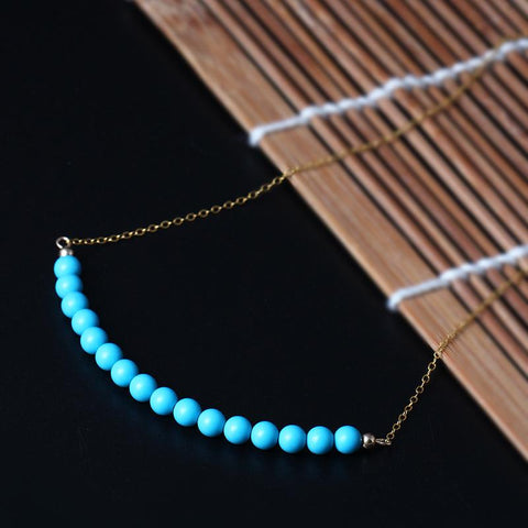 Beaded Turquoise Silver Necklace - Done by Lemon necklace