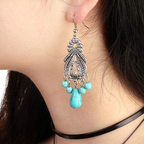 Boho Turquoise Dangle Earrings - Done by Lemon turquoise earrings