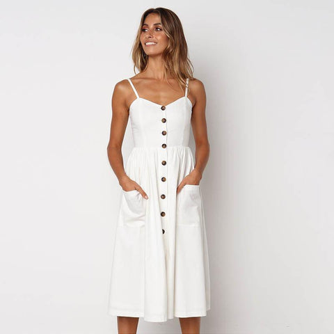White Party Button Up Dress - Done by Lemon clothes
