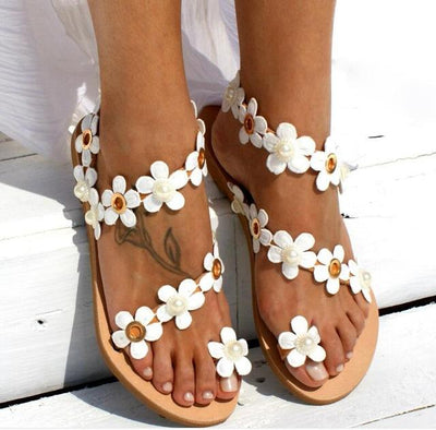 ladies summer beach bohemia sandals women flats Flip Thong footwear woman flowers crystal shoes chaussure Zapatos Mujer A0003 - Done by Lemon 